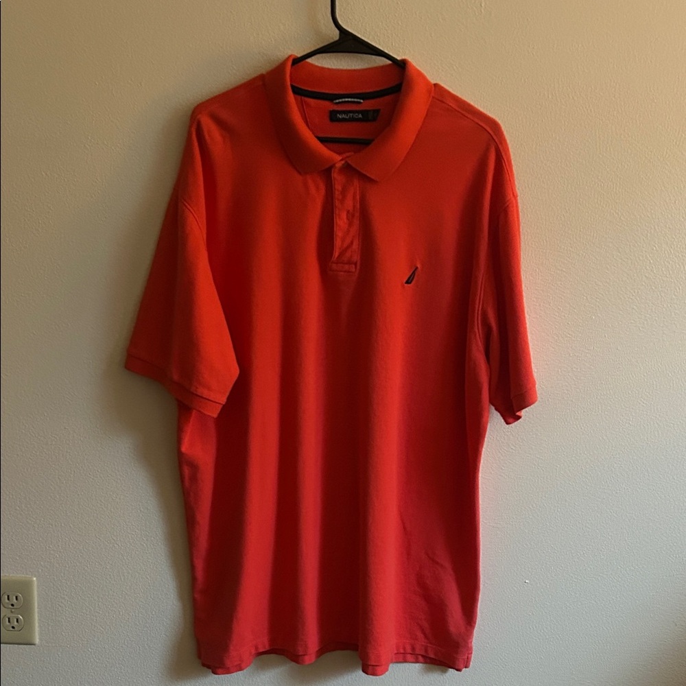 Nautica Men's XXL Bright Coral Cotton Short Sleeve Polo Shirt